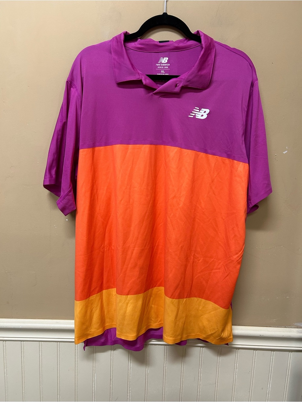 New Balance Tournament Men's Polo Shirt Purple Orange Size XL